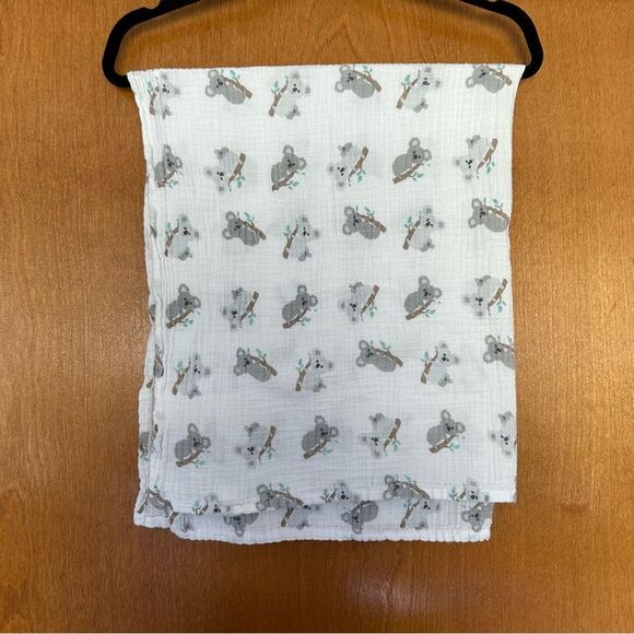 Modern Baby Cotton Muslin Koala Bear Print Gauze Blanket - Picture 3 of 6